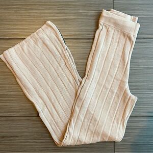 H&M Ribbed Knit Beige Flare Pants